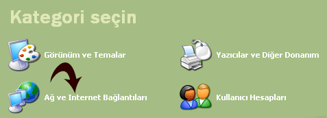 Denetim Masası > Ağ ve Internet Bağlantıları