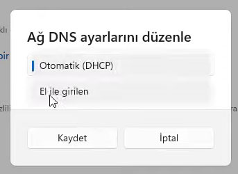 Ağ DNS ayarlarını düzenle