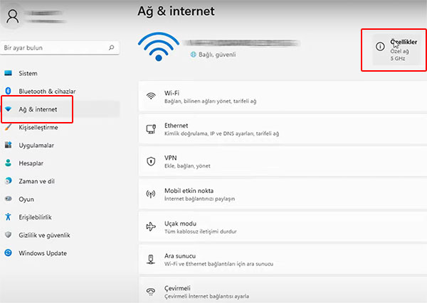 Windows 11 Ağ ve İnternet