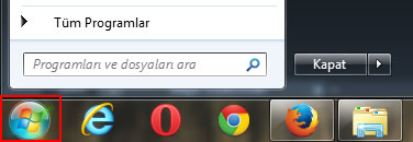 Windows 7 Başlat Menüsü