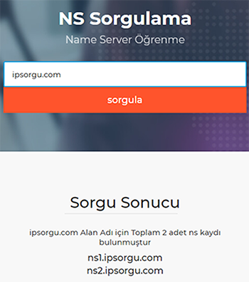 Web Site NS Adres Sorgulama
